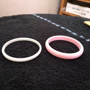 Pink and white 3.5 inch bracelet set